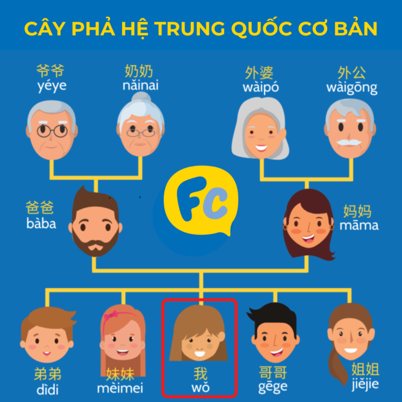 sơ đồ gia đình tiếng trung