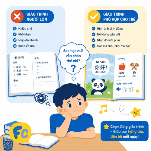 so sánh giữa giáo trình tiếng trung cho trẻ em và người lớn