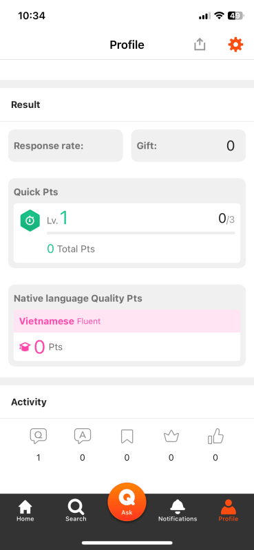 HiNative App Review - Profile