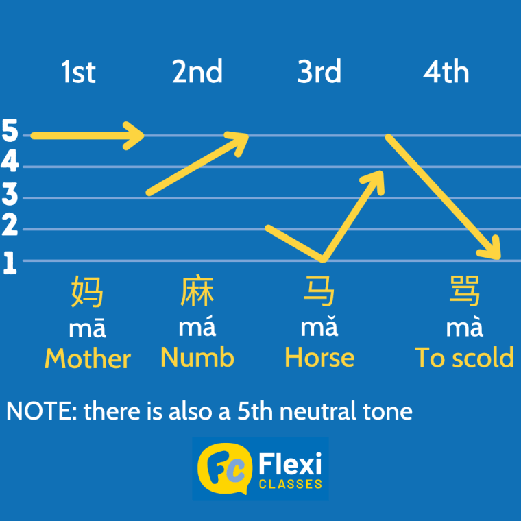 different tones of Mandarin Chinese can change the whole meaning